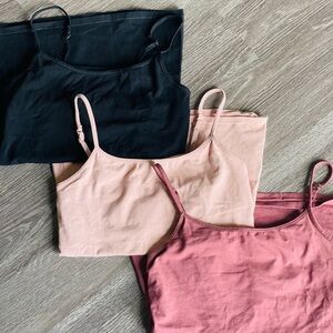 Bundle of three Express Bra Camis size small in black, pink, and rose